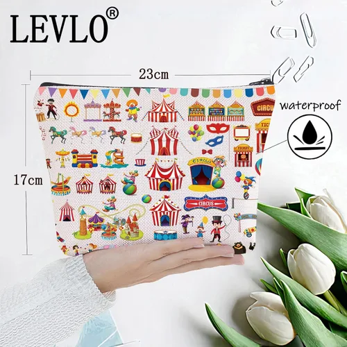 Miniatura 2 de LEVLO Circo Cosmético Maquillaje Bolsa Regalo Para Los Fans Del Circo Animales Jokers Circo Tienda De Circo Bolsa Bolsa Bolsa De Circo Mercancía