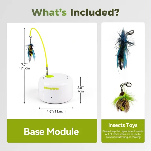 Miniatura 8 de ALL FOR PAWS Juguete interactivo para gatos, juguetes automáticos para gatos con insectos voladores para gatos aburridos de interior, juguetes