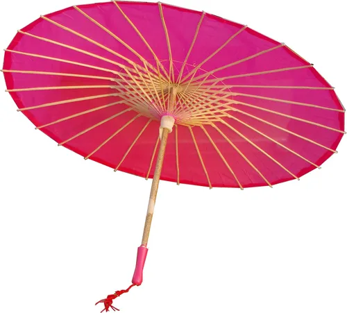 Miniatura 9 de Parasol de tela de bambú liso, ideal para recuerdos de fiesta de boda (fucsia)
