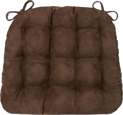 Miniatura 10 de Barnett Almohadilla para silla de comedor con lazos. Gamuza microfibra, microgamuza, reversible, relleno de espuma de látex, se puede lavar a Negro