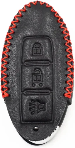 Miniatura 3 de Funda de piel negra para Nissan Versa Rogue Pathfinder 370Z Armada Juke Murano Titan Infiniti EX35 FX35 QX50 QX70 3 Botones Smart Remote Key Fob