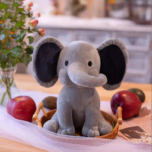 Miniatura 3 de NatureMan Animales de peluche de elefante, peluches kawaii, juguetes de peluche para bebés, niños y niñas, ideal para guardería, decoración de gris