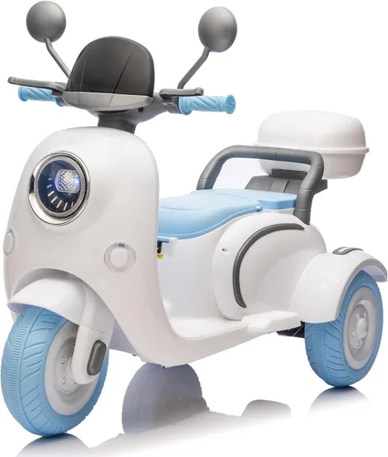 Miniatura 8 de Motocicleta eléctrica de 12V para 2 plazas para niños, batería recargable, motocicleta eléctrica todoterreno con 3 ruedas, baúl de almacenamiento