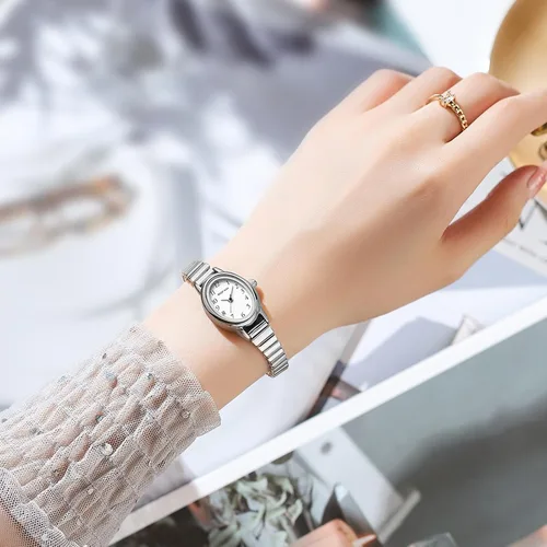 Miniatura 5 de BOFAN Relojes pequeños de oro para mujer, relojes de pulsera de cuarzo de fácil lectura con banda de expansión de acero inoxidable, resistente al