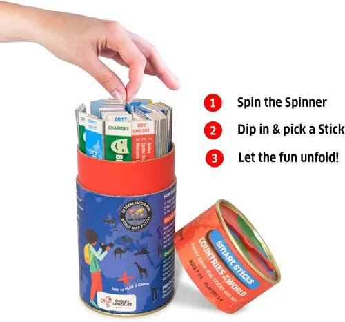 Miniatura 2 de Chalk and Chuckles Smart Sticks Países del Mundo, regalos para niños de 8 a 12 años, idea de regalo de aprendizaje genial para adolescentes y niñas