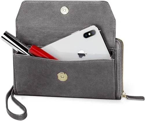 Miniatura 5 de nuoku Cartera RFID para mujer, bolso cruzado con cremallera alrededor de 2 correas