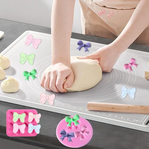 Miniatura 7 de Molde de silicona para moño, 5 piezas de moldes de silicona para fondant, moldes de chocolate para tartas de chocolate, dulces, moldes de arco