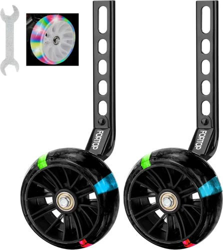 Ruedas de entrenamiento para bicicleta, par de ruedas traseras resistentes con estabilizadores, kit montado para niños y niñas, bicicletas de una