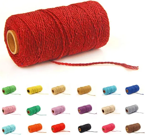 Miniatura 16 de Cordón de macramé de algodón 2 mm x 109 yardas, cuerda de algodón colorida para manualidades DIY, ganchos de plantas (Beige)