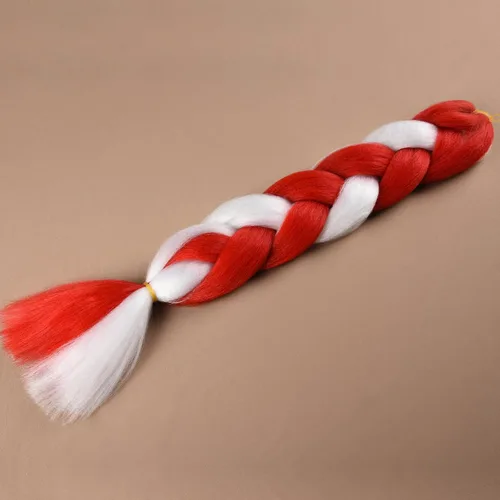 Miniatura 8 de Extensiones de cabello trenzado jumbo para niños y niñas, extensiones de cabello trenzado de bastón de caramelo, cabello trenzado rojo/blanco de 24