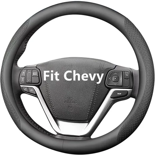 HAOTULE Funda de cuero de napa delgada y elegante para volante, para la conversión interior de la cubierta del volante de Chevrolet (negro)