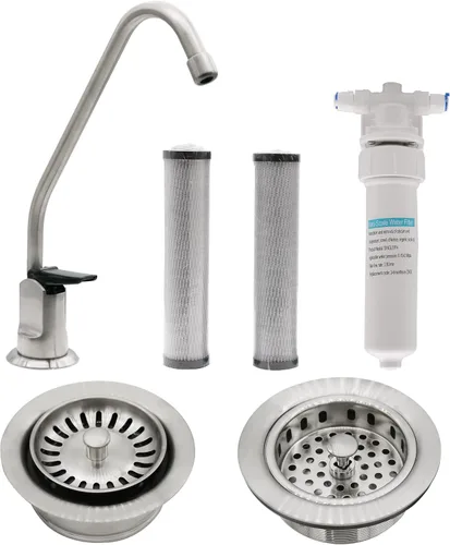 Miniatura 17 de Westbrass CO133-62 Kit de grifo dispensador de agua fría pura estilo Touch-Flo de 8 pulgadas con filtro, paquete de 2 cartuchos de repuesto, colador