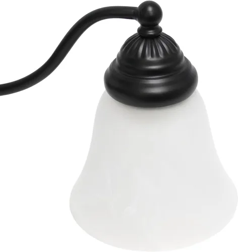 Miniatura 8 de Simple Designs VT1023-BLK 19.25 pulgadas clásicas 3 luces de metal y mármol esmerilado blanco con forma de campana de vidrio con forma de campana