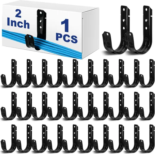 Zonon 1 gancho en J de soporte de cable negro para colgar gancho en J de metal resistente para gestión de cables y cables, acero galvanizado (2