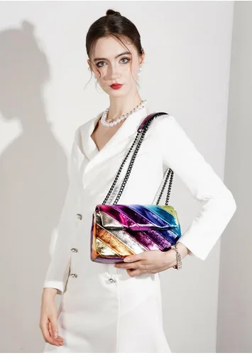 Miniatura 5 de Bolso de hombro para mujer, colorido bolso cruzado bolso de mano, bolso cuadrado para fiesta, noche, elegante y ligero