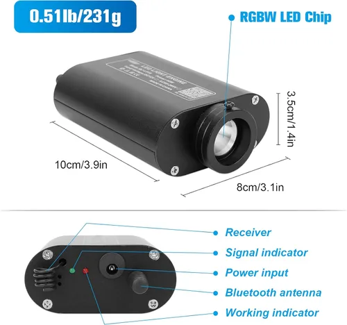 Miniatura 2 de CHINLY Kit de 260 luces de estrella de 16 W, 260 unidades, 6.5 pies, 0.03 pulgadas, luces de fibra óptica RGBW, aplicación y control remoto, kit