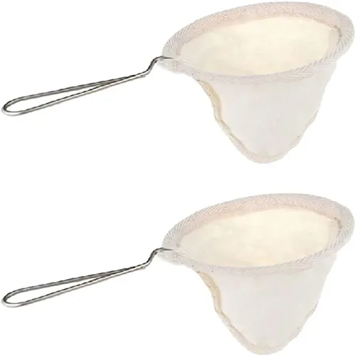 2 piezas de tela de franela filtro de café filtro de café pequeño calcetín tela filtro de té gotero con mango de acero inoxidable