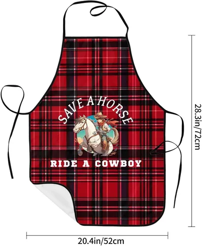 Miniatura 6 de nopicsn Save A Horse Ride A Cowboy Delantal para cocinar con bolsillos para mujeres y hombres, delantales divertidos para cocineros, Blanco