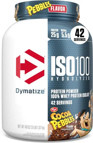 Miniatura 10 de Dymatize ISO100 Proteína hidrolizada en polvo, 100% aislado de proteína de suero, 0.88 onzas (25 g) de proteína, 0.19 onzas (5.5 g) de BCAA, sin