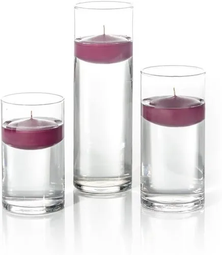 Miniatura 22 de yummi Juego de 18 velas flotantes y jarrones cilíndricos - Borgoña