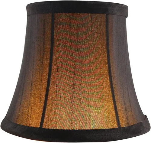 Miniatura 5 de Juego de 2 pantallas de lámpara de araña de seda sintética negra – forma de campana de respaldo suave, ajuste de clip para bombillas de candelabro