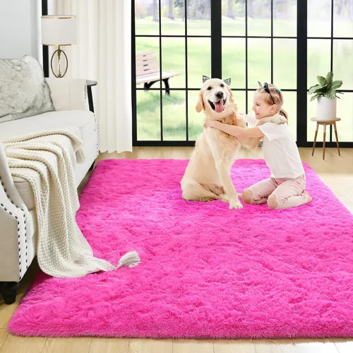 Miniatura 76 de Noahas - Alfombra suave y afelpada para habitación de niña y sala de estar, colorida, decoración para guardería, teñido anudado arcoíris, azul