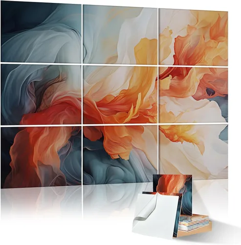 Paquete de 9 paneles acústicos de arte para pared, paneles absorbentes de sonido de 48 x 36 pulgadas, paneles decorativos de amortiguación de