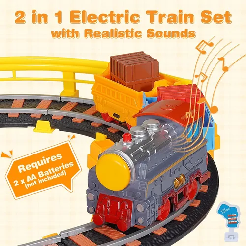 Miniatura 3 de Juego de tren eléctrico para niños de 5 a 8 años, 2 en 1, pistas de doble capa con puente iluminado y sonidos realistas, juguete de construcción