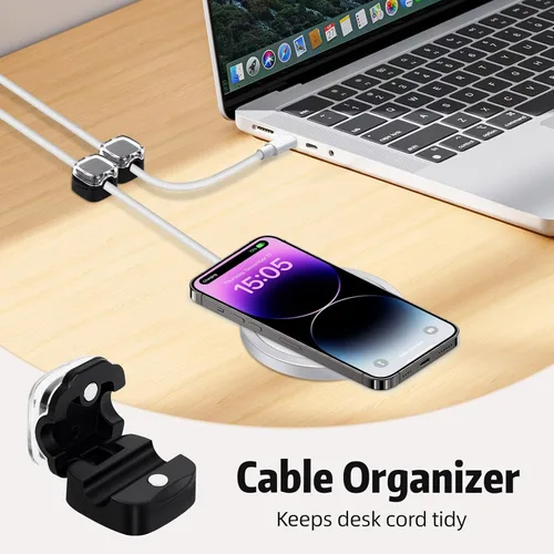 Miniatura 3 de Clips magnéticos para cables, paquete de 6 soportes adhesivos para cables, organizador de cables de carga USB, soporte de almacenamiento