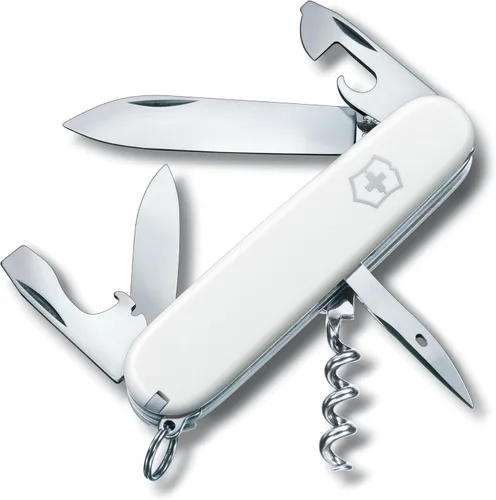 Victorinox Spartan Swiss Army Cuchillo de 12 funciones, navaja de bolsillo de fabricación suiza con sacacorchos, abrelatas y destornillador, color