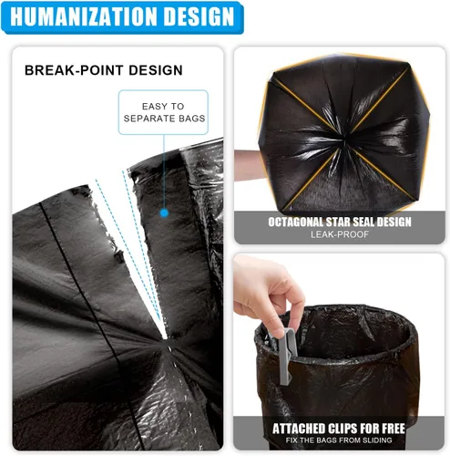 Miniatura 2 de FORID Bolsas de basura pequeñas transparentes, bolsas de basura de 4 galones, 220 bolsas de basura de plástico para baño, dormitorio, oficina, bote