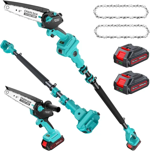 Miniatura 16 de Mini motosierra de 8 pulgadas con motor sin escobillas de 1000 W, 2 baterías recargables, motosierra pequeña de mano para cortar madera, regalos