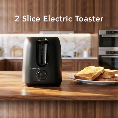 Miniatura 3 de OVENTE Tostadora eléctrica de 2 rebanadas con ajuste selector de tostado de 6 tonos, diseño compacto y bandeja de migas extraíble, potencia de 700
