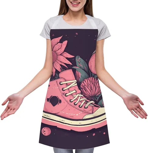 Miniatura 3 de MUSM Apron for Adults - 27.6 X 31.5 Inch, Heavy-Duty Polyester Aprons with Two Large Pockets, Waterproof Peach Shoes Kitchen Apron for Cooking