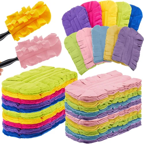 Miniatura 36 de Zubebe 12 piezas de repuesto de plumero de forro polar reutilizables, plumeros planos de plumas, almohadillas de limpieza lavables para múltiples