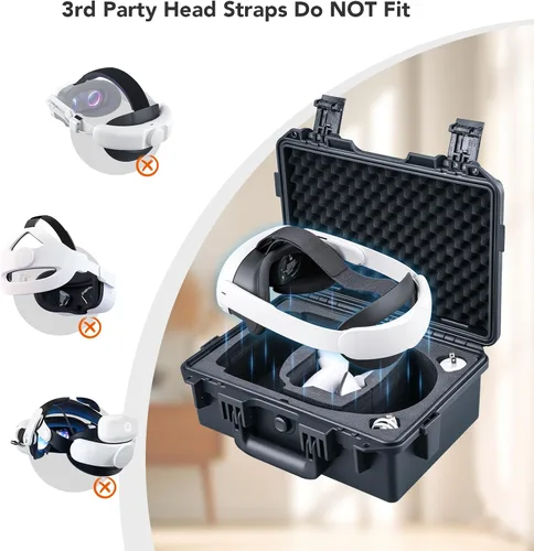 Miniatura 3 de Lykus Titan OQ200 - Funda rígida impermeable, funciona con Quest 3S/Quest 3/Quest 2, compatible con correa oficial Elite, mejor protección