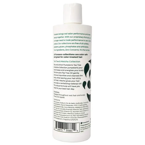 Miniatura 3 de Purezero Juego de champú y acondicionador Tea Tree & Matcha, tratamiento nutritivo y vigorizante para el cuero cabelludo, cero sulfatos, parabenos