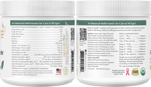 Miniatura 8 de Wholistic Pet Organics Feline Complete Organic Pumpkin - 4 onzas - Multivitamínico y probiótico en polvo para gatos - Alimento natural para gatos
