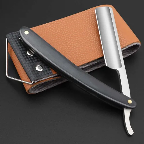 Miniatura 11 de Maquinilla de afeitar de acero inoxidable de alta calidad con correa de afeitar para hombres, maquinilla de afeitar profesional de barbero de borde