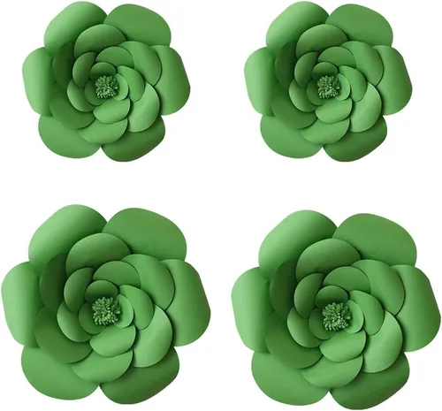 YLY's love 4 piezas de papel 3D para decoración de flores gigantes de papel, para fiestas, bricolaje hecho a mano para telón de fondo de boda,