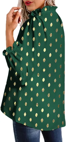 Miniatura 4 de Avanova - Blusa de manga larga con estampado de leopardo y dobladillo con cuello alto falso para mujer