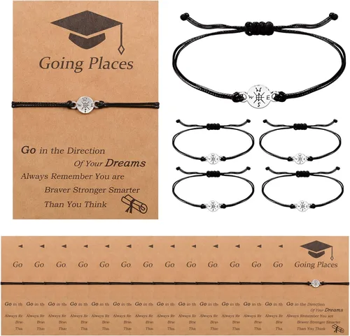 Juego de 20 pulseras de graduación para ella y él, juego de pulseras de brújula 2023 2024, regalos inspiradores de graduación para compañeros de