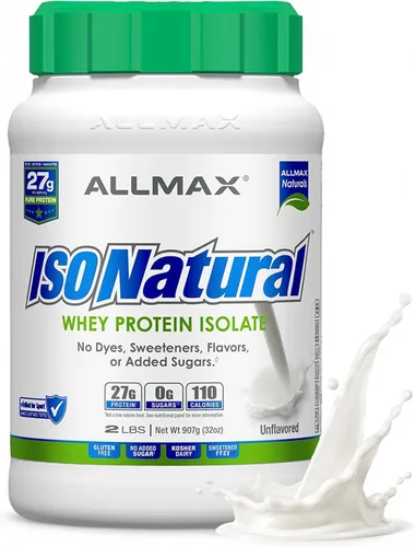 Miniatura 13 de ALLMAX ISONATURAL - Polvo aislado de proteína de suero de leche, 0.95 oz de proteína por cucharada, sin azúcar, cero grasa, 99% sin lactosa, sin