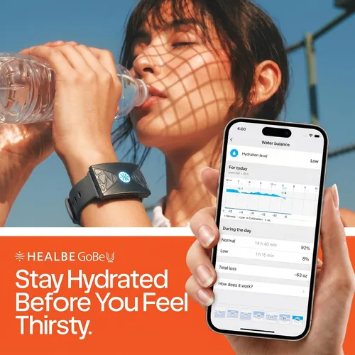 Miniatura 6 de HEALBE - Rastreador de salud, banda inteligente de ingesta automática de calorías con aplicación, rastreador de actividad sin pantalla, sueño, Gris