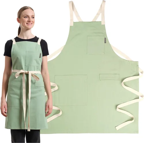 Miniatura 12 de MEEMA Cooking Aprons for Women with Pockets Comfortable One Size Fits All Upcycled Adjustable Cross Back Aprons for Men