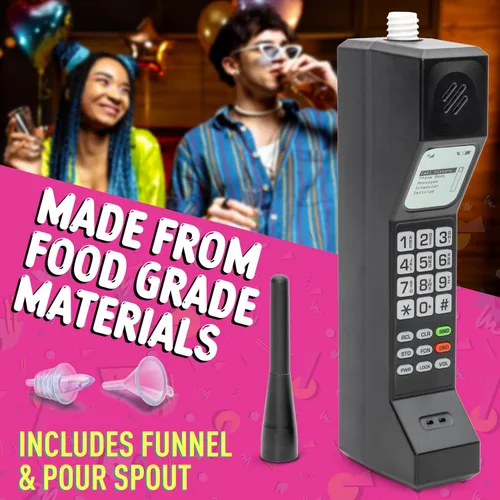 Miniatura 5 de GoPong Old School Prop Phone & 12 oz Flask – Frasco de alcohol oculto para teléfono celular retro para fiestas de los años 80 y 90