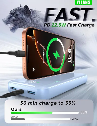 Miniatura 9 de Portable Charger,50000mAh Power Bank Built-in Cable, 22.5W PD USB C In & Out Fast Charging, External Battery Pack with 6 Output & 2 Input, Travel