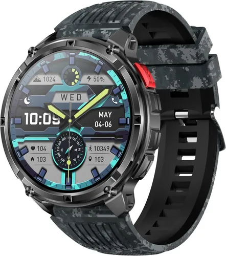 Miniatura 13 de Relojes inteligentes múltiples modos deportivos para hombres con linterna, reloj inteligente para Android y iPhone, pantalla táctil HD de 1.7 Negro