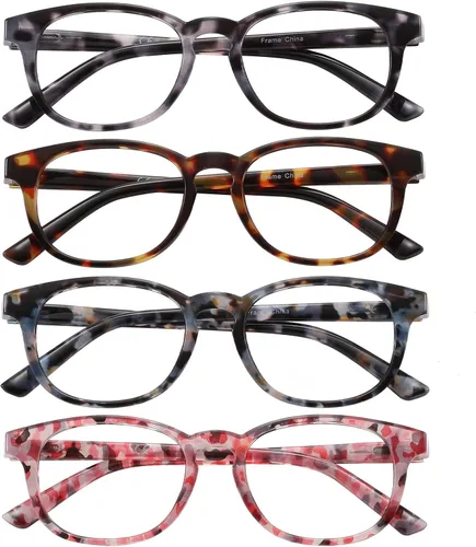 Miniatura 2 de Przene Gafas de lectura para hombres y mujeres, con bloqueo de luz azul, bisagras de resorte, paquete de estilo ligero Gris Demi/Marrón/Azul/Rojo
