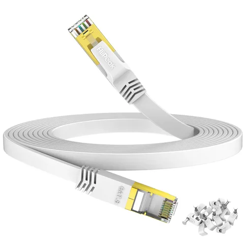 Miniatura 12 de HiiPeak Cable Ethernet Cat 8 de 10 pies, cable de Internet trenzado plano de nailon, cable LAN de red de 40 Gbps de alta velocidad, cable RJ45